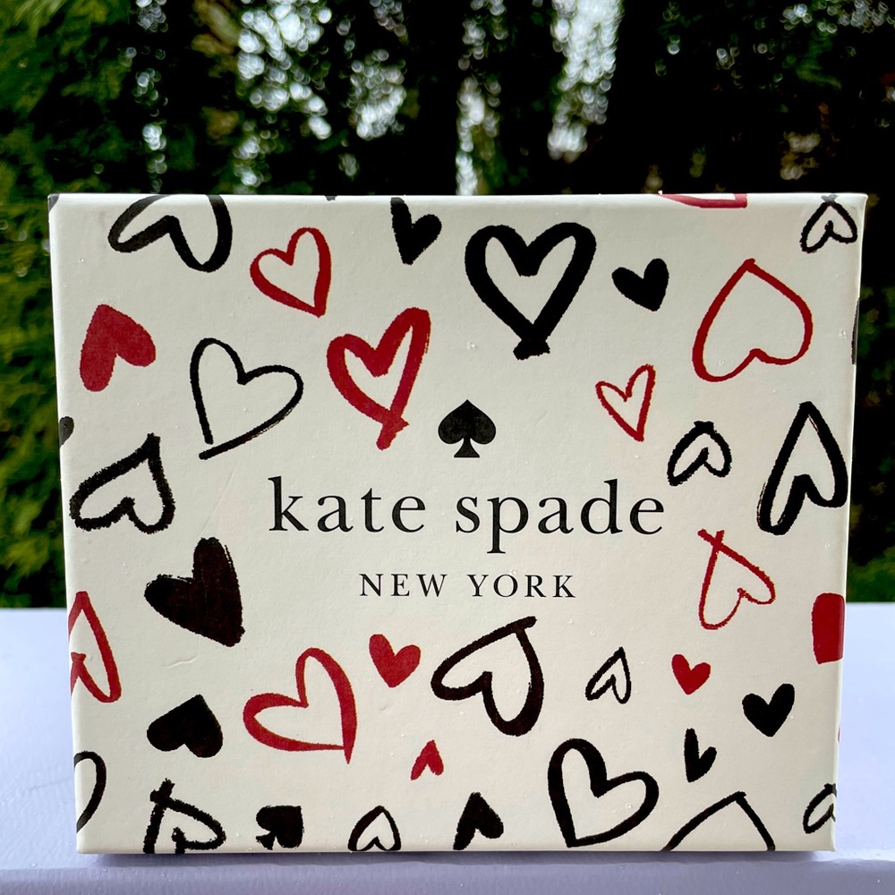 NWT!♠️❤️KATE SPADE RED & BLACK HEARTS SCRIBBLE PRINT CARD CASE! - Picture 4 of 6